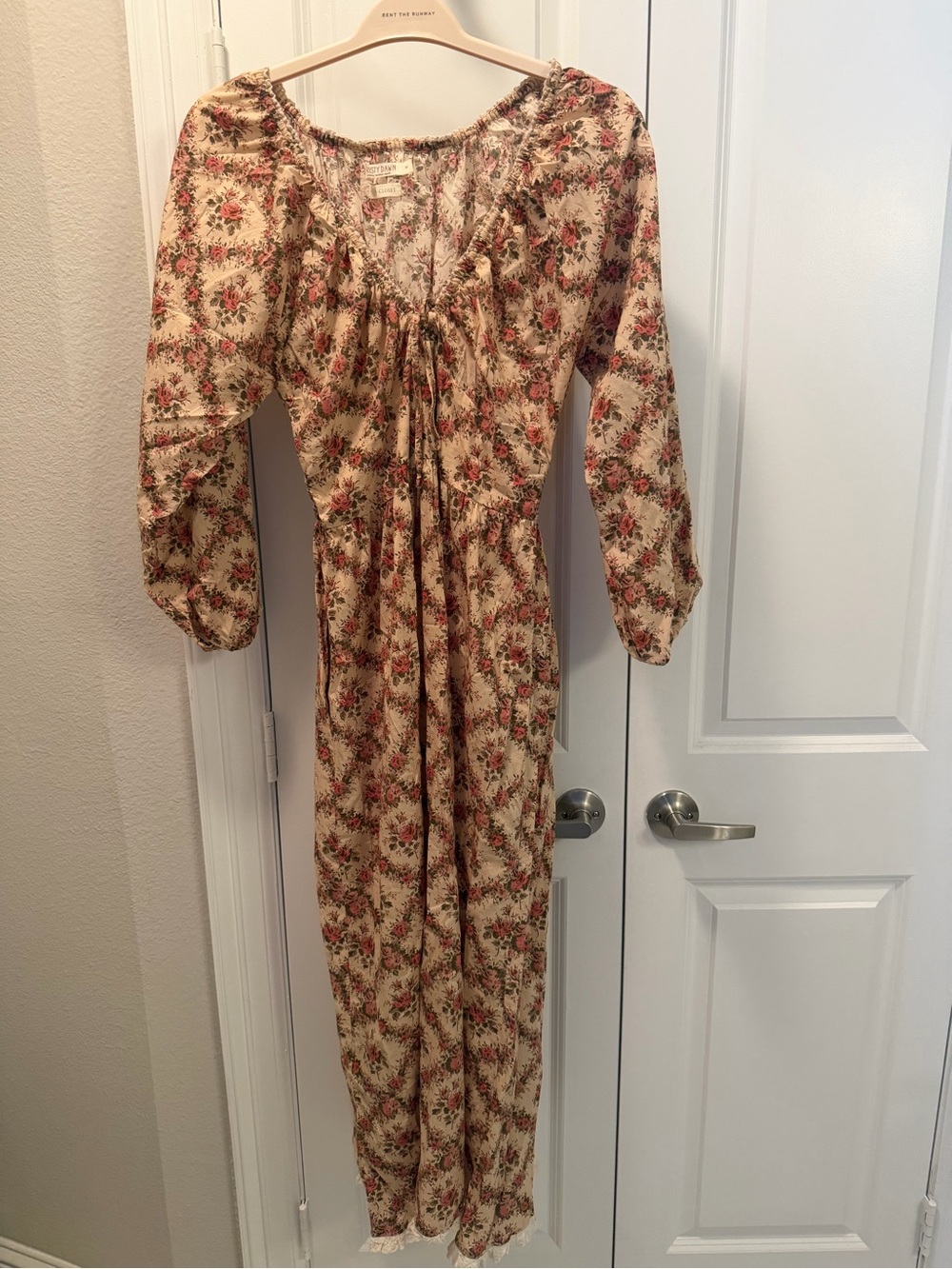 Christy Dawn Venus Floral Midi Dress in Cream and Pink - Picture 2 of 5